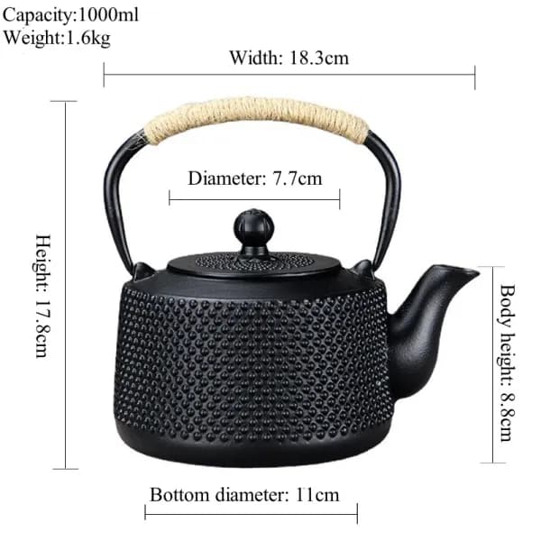 Black square dot teapot