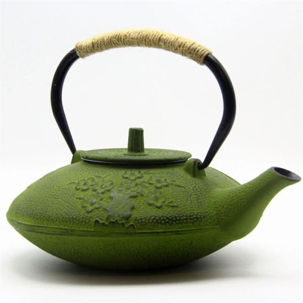 Flat green teapot — view 4