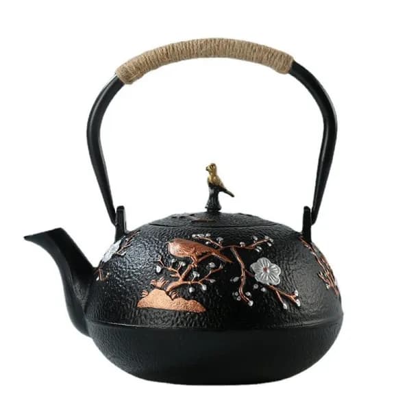 Bird on plum teapot