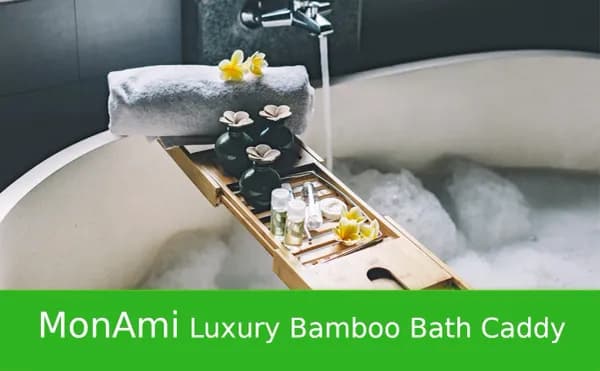 Bamboo bathtub caddy
