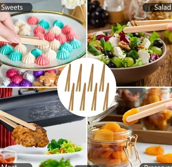 Bamboo kitchen tongs