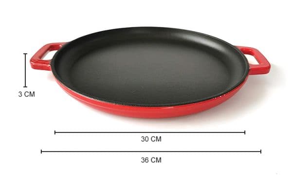 Red cast iron pizza pan — view 6